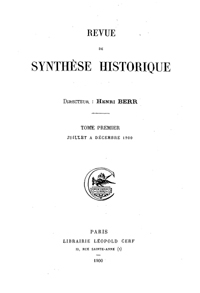 Capa de uma edição da Revue de Synthèse Historique