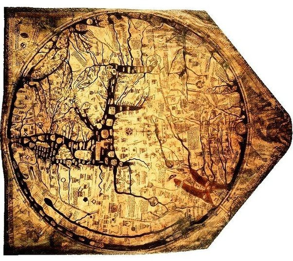 Antigo e impreciso mapa-mundi medieval