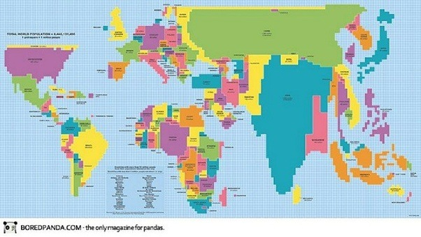 Países do mundo redimensionados segundo sua população.
